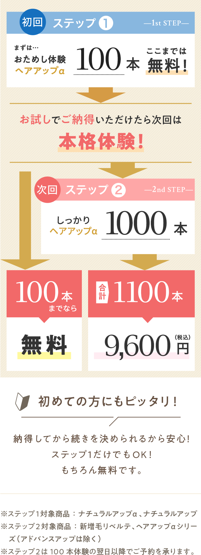 2ステップで体験する安心コースの内容はコチラ