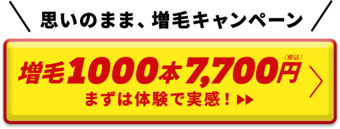 思いのまま、増毛キャンペーン　増毛1000本7,700円（税込）まずは体験で実感！